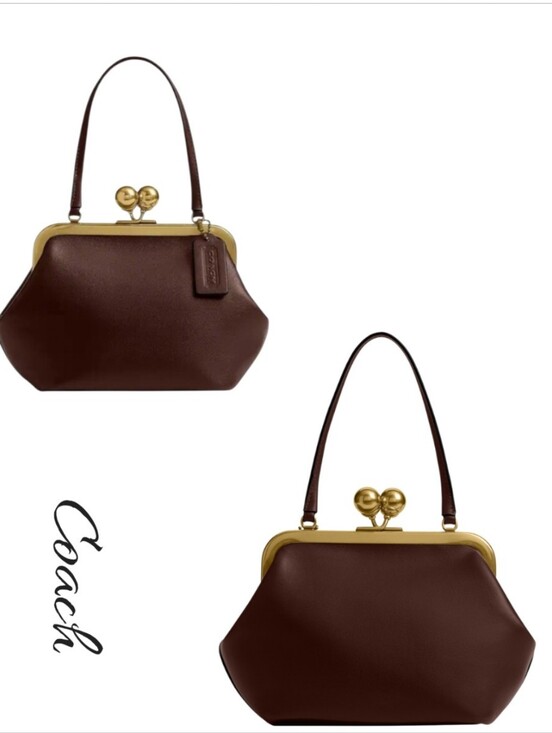 Coach Handbags - COACH Mini Kisslock Frame 16 Clutch Bag Maple  Glovetanned Leather Crossbody